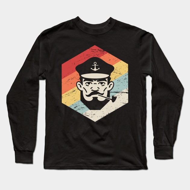 Retro Distressed 70s Boat Captain Long Sleeve T-Shirt by MeatMan